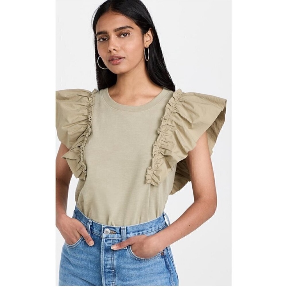 Nation Ltd Para Boxy Tee Moss Ruffle Small Coquette Romantic Feminine Demure